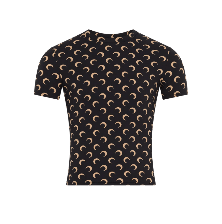 Recycled Moon Jersey Second Skin Short Sleeves Top - black