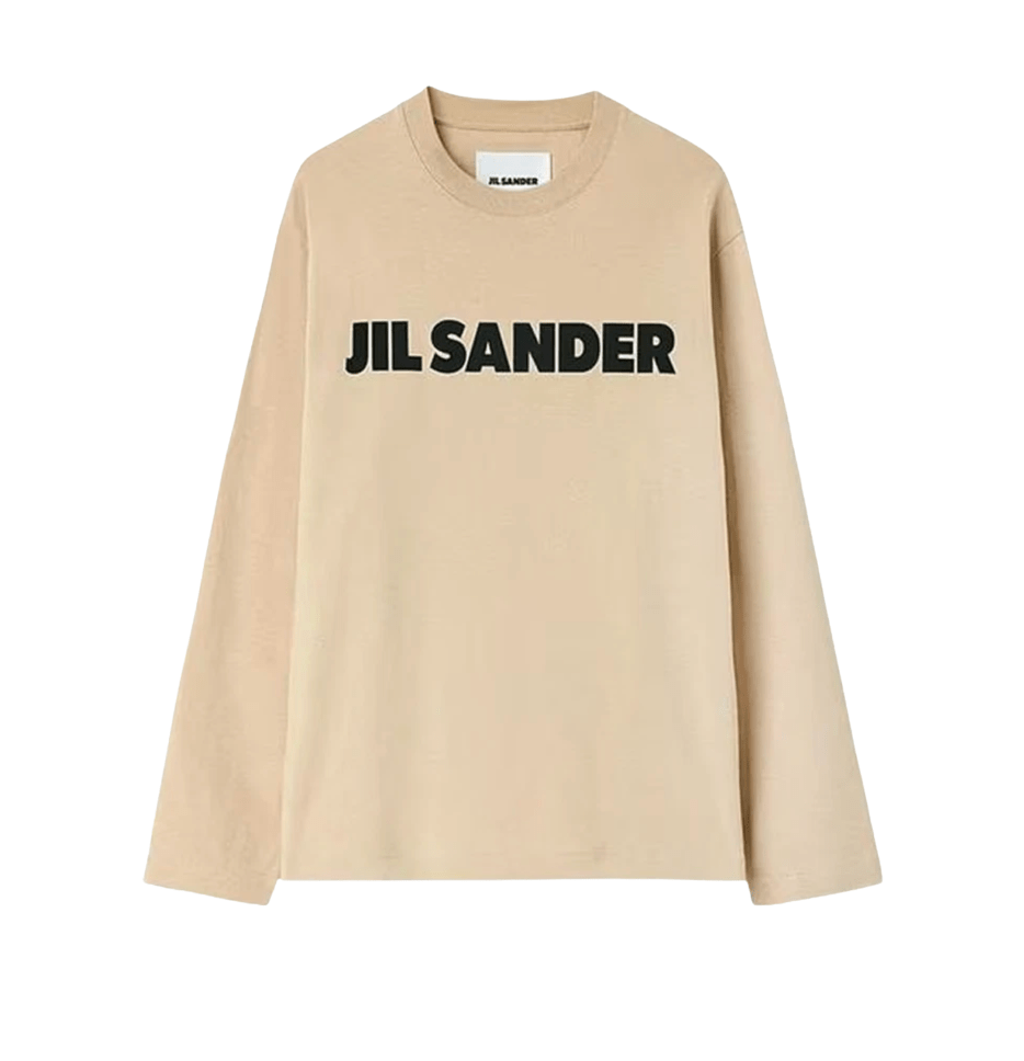 (W) Jil Sander Logo Long Sleeve T-Shirt Dark Sand