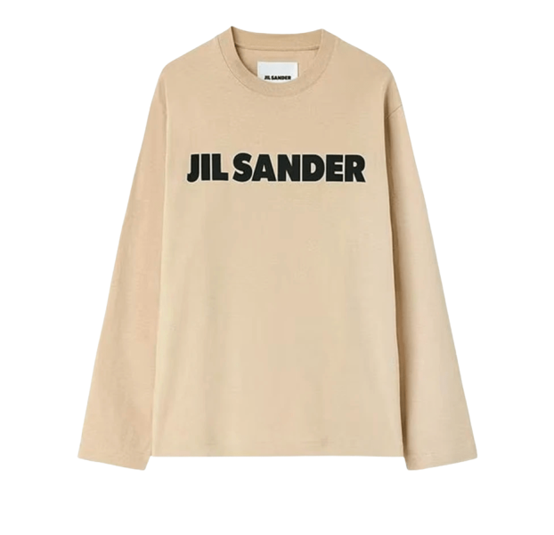 (W) Jil Sander Logo Long Sleeve T-Shirt Dark Sand