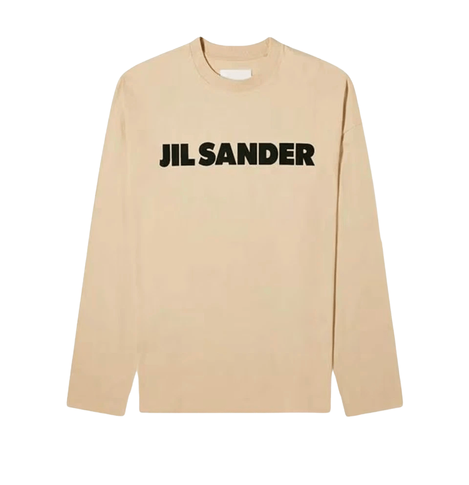 Jil Sander Logo Long Sleeve T-Shirt Dark Sand