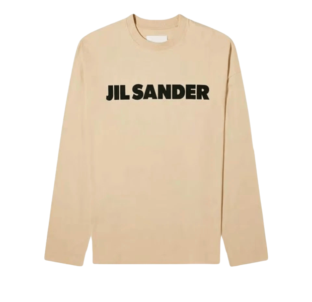 Jil Sander Logo Long Sleeve T-Shirt Dark Sand