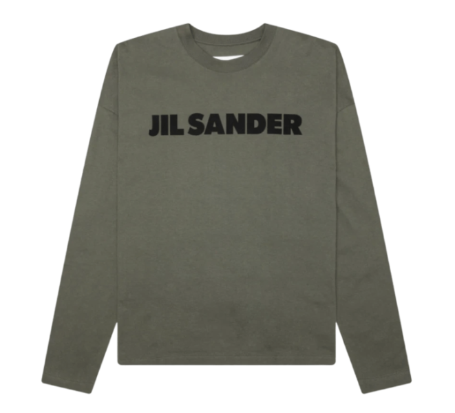 Jil Sander Logo Long Sleeve T-Shirt Thyme Green