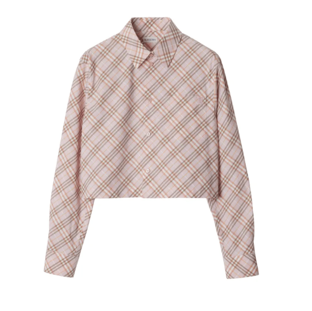 BURBERRY Cropped Check Cotton Shirt