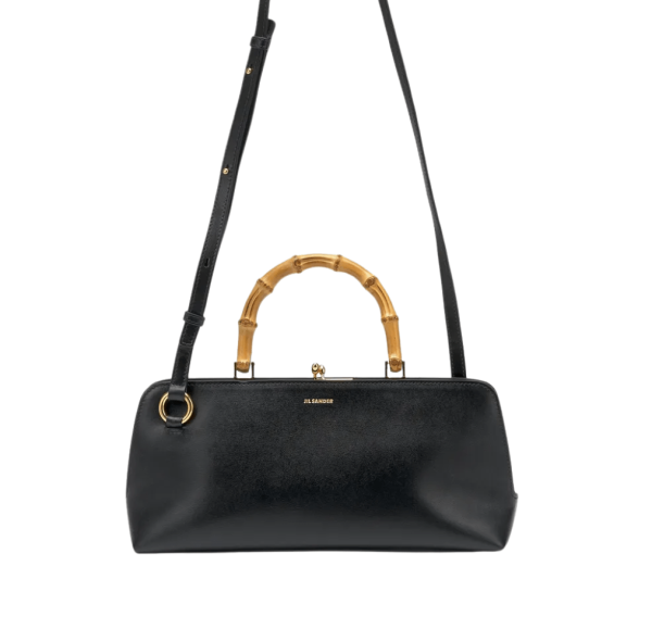 Jil Sander Goji Bamboo Shoulder Bag Small Black