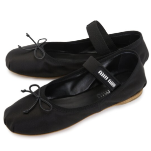  Miu Miu Satin Ballerinas Black