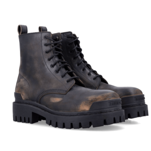 Strike Vintage Effect Leather Lace-Up Boots