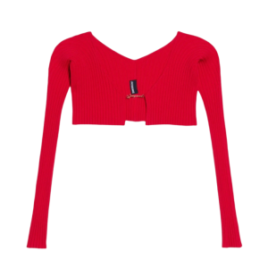 (W) Jacquemus La Maille Pralu Micro Charm Logo Cardigan Red