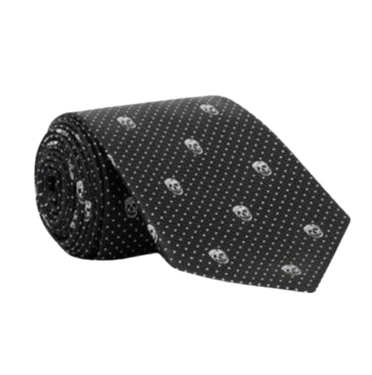Alexander McQueen Skull Silk Tie Black
