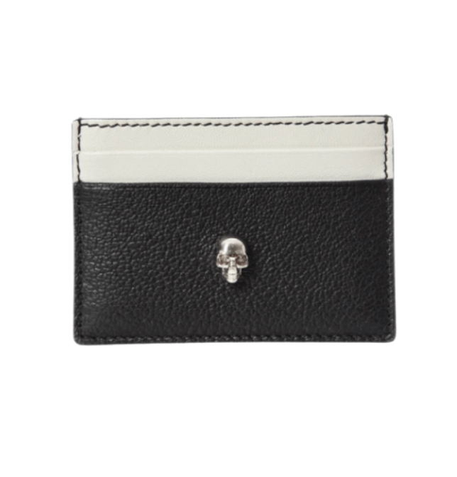 Alexander McQueen Silver Skull Two Tone Card Holder Black White