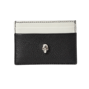Alexander McQueen Silver Skull Two Tone Card Holder Black White