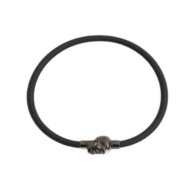 Alexander McQueen Rubber Cord Skull Bracelet Black