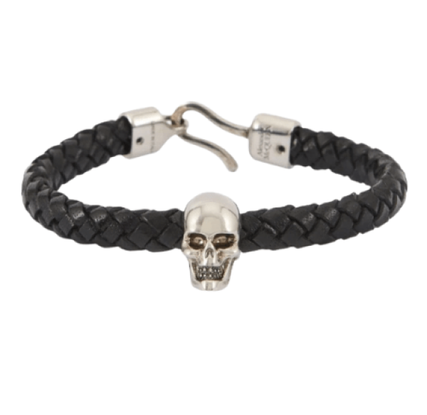 Alexander McQueen Skull Leather Bracelet Black