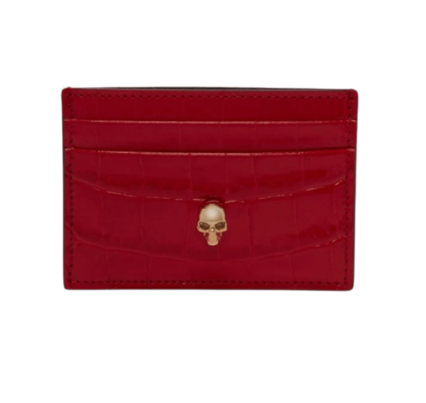 Alexander McQueen Skull Card Holder Oxblood