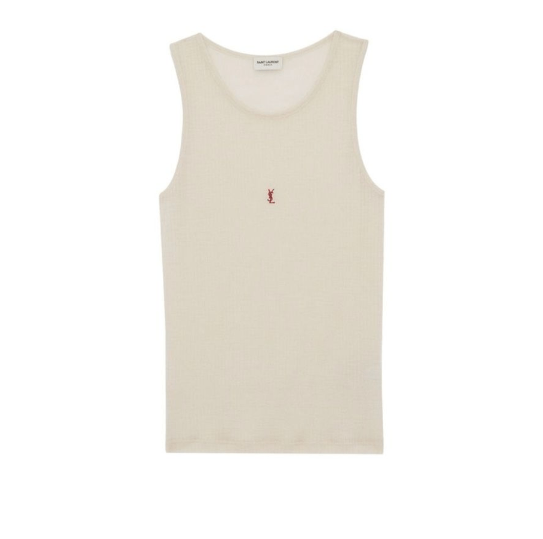 Cassandra Logo Embroidered Ribbed Tank Top