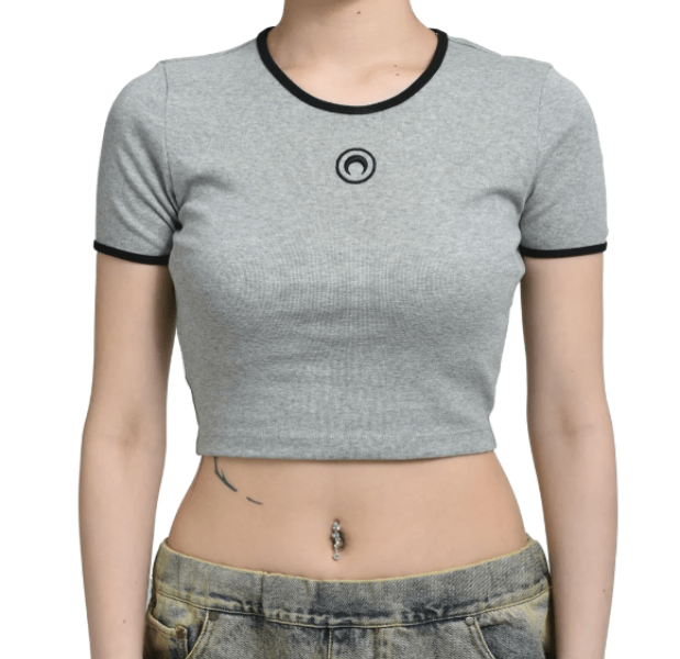 Marine Serre Grey Cotton Crop-Top