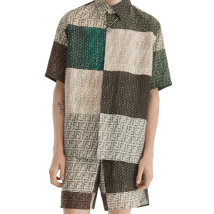 Brown and green FF linen shirt