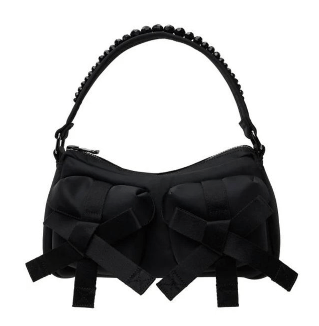 Pearl embellished bow shoulder bag