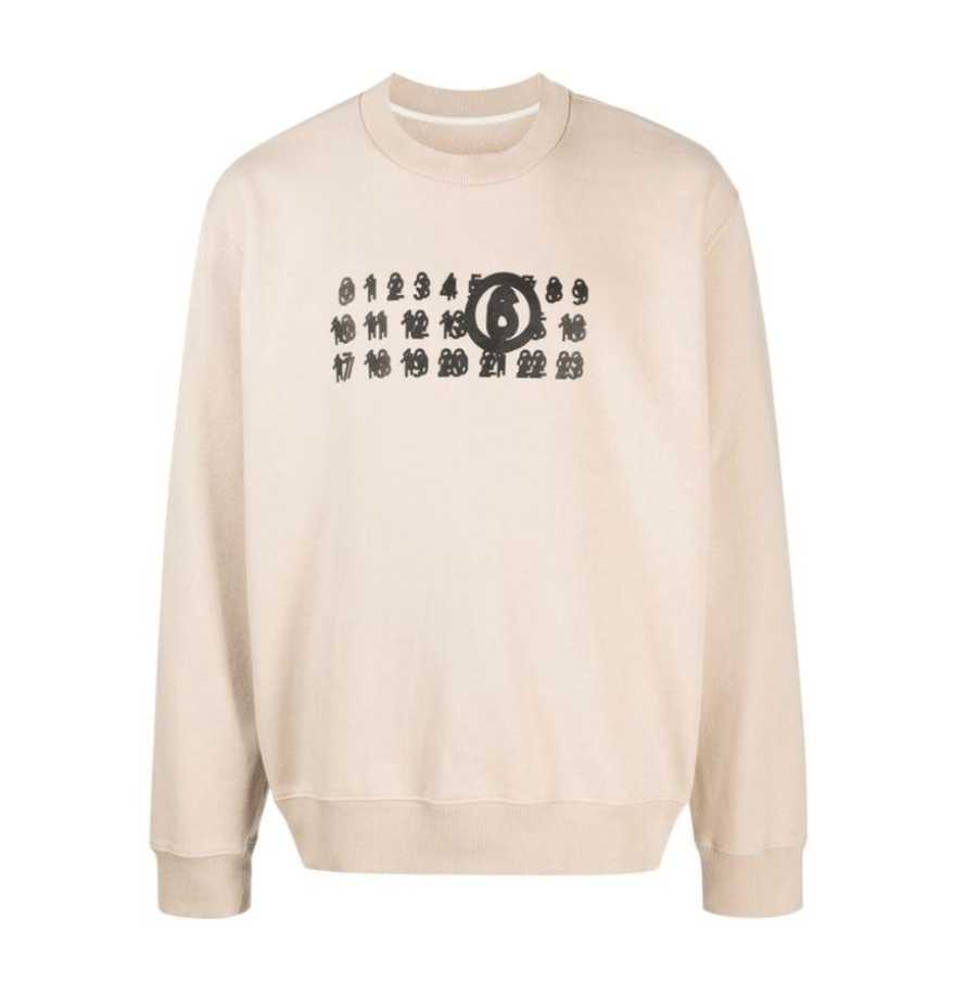 Number logo printed cotton sweatshirt