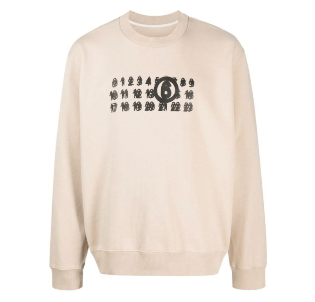 Number logo printed cotton sweatshirt