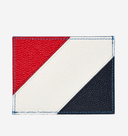 Thom Browne Diagonal Stripe Card Holder Pale Blue