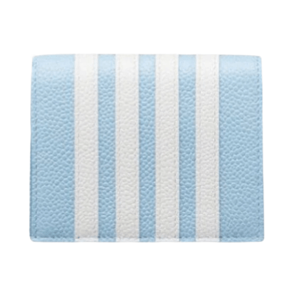 Thom Browne Pebble Grain 4-Bar Striped Double Card Holder Blue
