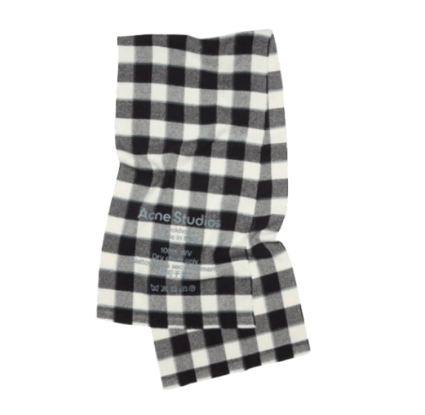 Acne Studios Checked Wool Scarf Grey Black White
