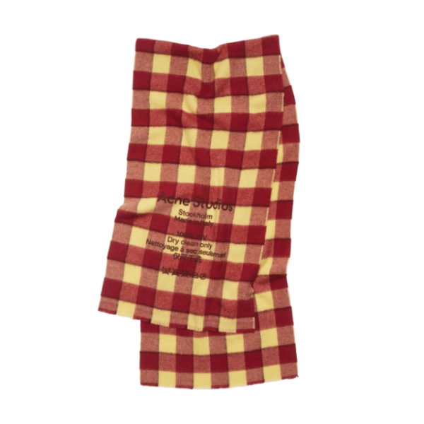 Acne Studios Check Wool Scarf Burgundy Yellow