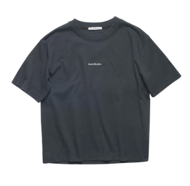 (W) Acne Studios Edie Stamp Logo T-Shirt Optic Black