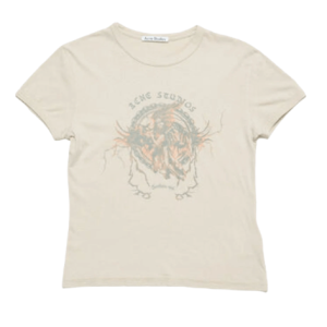 (W) Acne Studios Printed T-Shirt-Fitted Fit Faded Gray