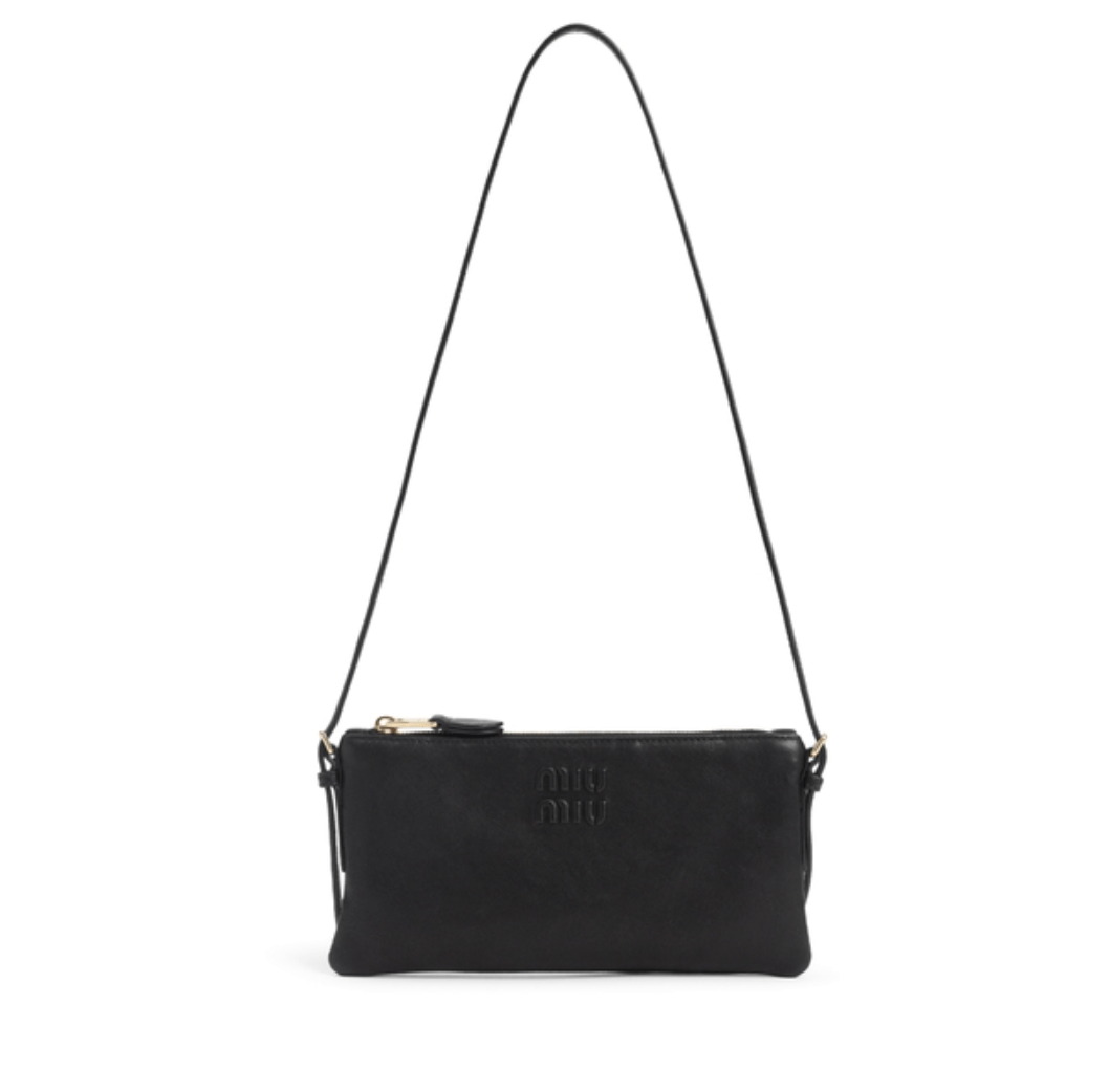 Logo sequin embellished silk shoulder bag