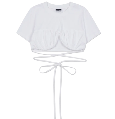 W) Jacquemus Le T-Shirt Baci Gathered Bra T-Shirt White