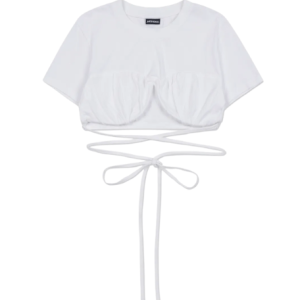 W) Jacquemus Le T-Shirt Baci Gathered Bra T-Shirt White