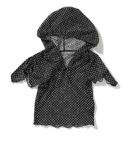 Draped sleeve dot hooded top