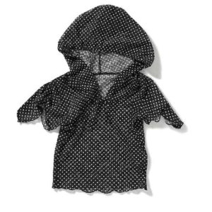 Draped sleeve dot hooded top