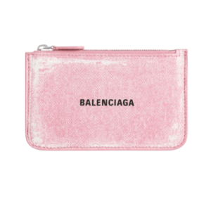 Balenciaga Cash Large Long Coin and Card Holder in Denim Print Pink