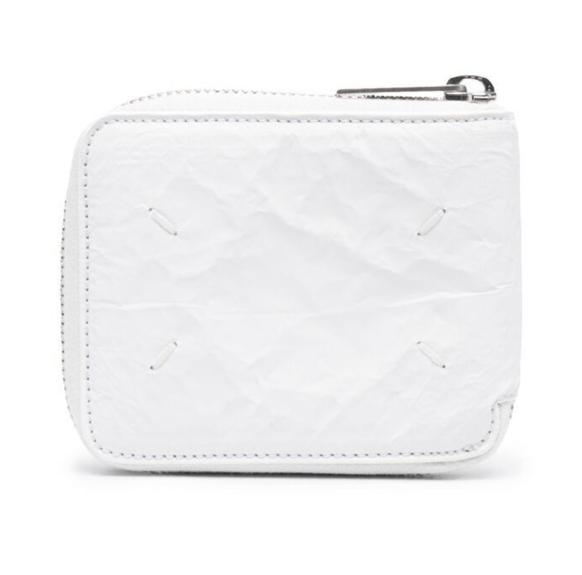 MAISON MARGIELA CRINKLE EFFECT ZIP-AROUND WALLET WHITE