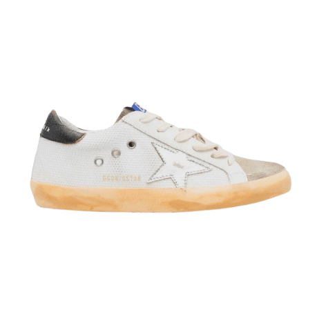 (W) Golden Goose Superstar White Silver Taupe Heel Tab Suede Toe Sneakers