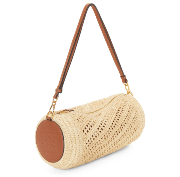 Loewe Bracelet pouch in raffia and calfskin