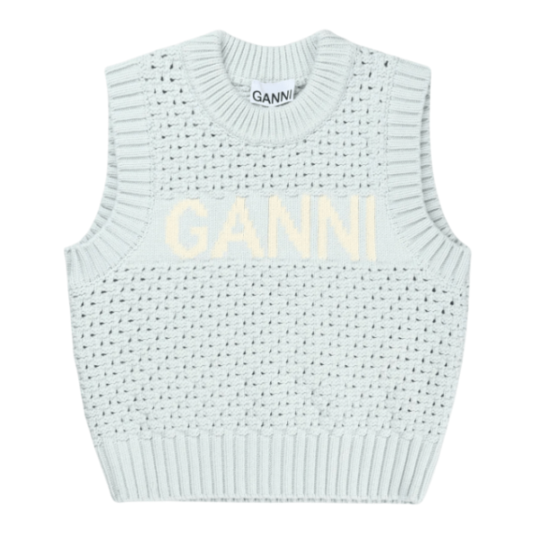 Textured Cotton Pointelle Vest - Illusion Blue