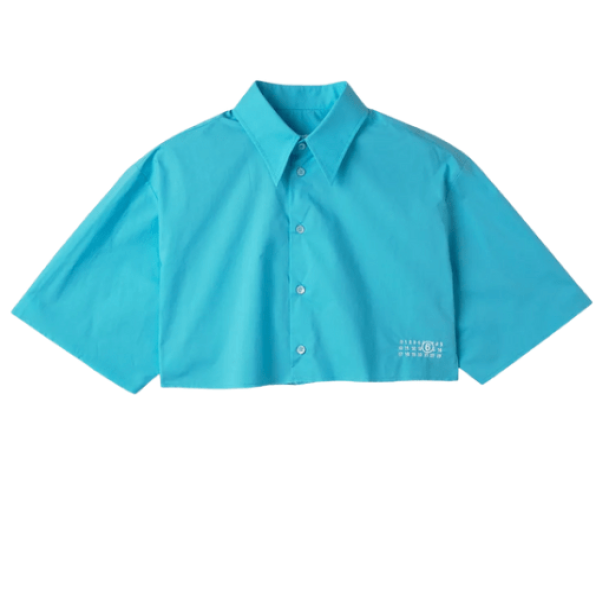 Number Logo Crop Short Sleeve Shirt - Bright Blue 