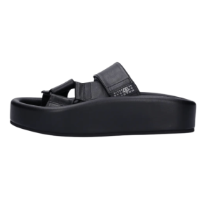 Leather Platform Sandals - Black
