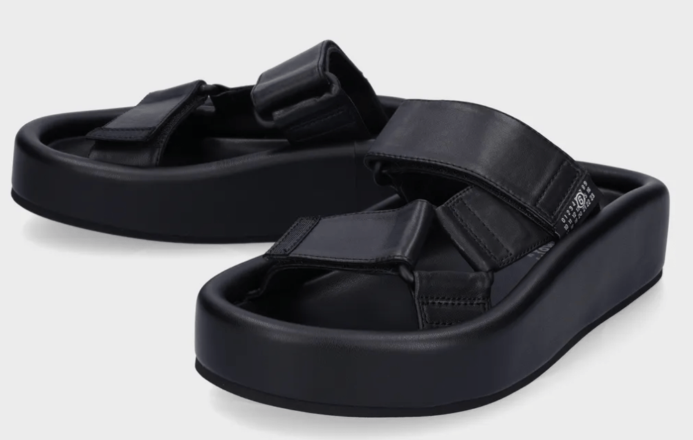 Leather Platform Sandals - Black