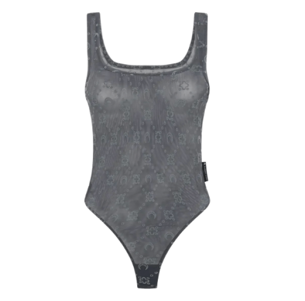  RECYCLED MESH FLOCK BODYSUIT STONE GREY