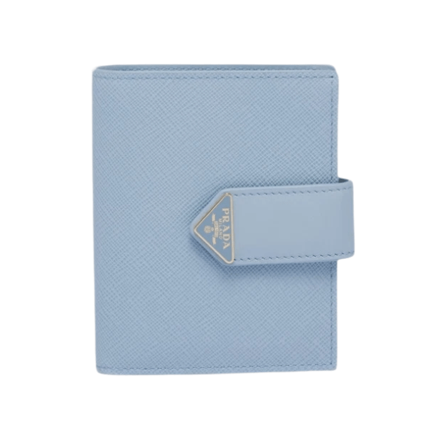 Prada Small Saffiano Leather Wallet Light Blue