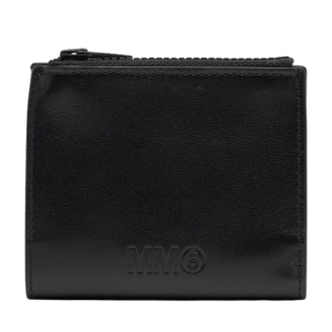 MM6 Logo Zip-Around Bifold Wallet – Black