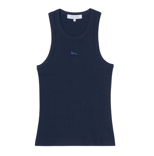 MAISON KITSUNE Baby Fox Patch Ribbed Tank Top - Ink Blue 