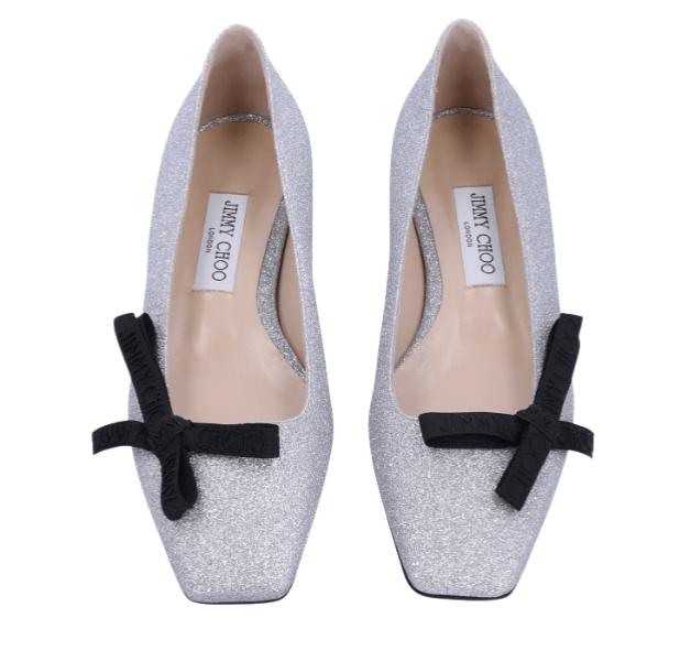 JIMMY CHOO Veda Ballerina Flats - Silver 