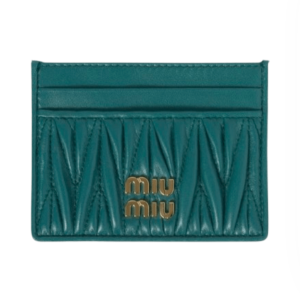 Miu Miu Matelasse Nappa Leather Card Holder Lagoon Blue