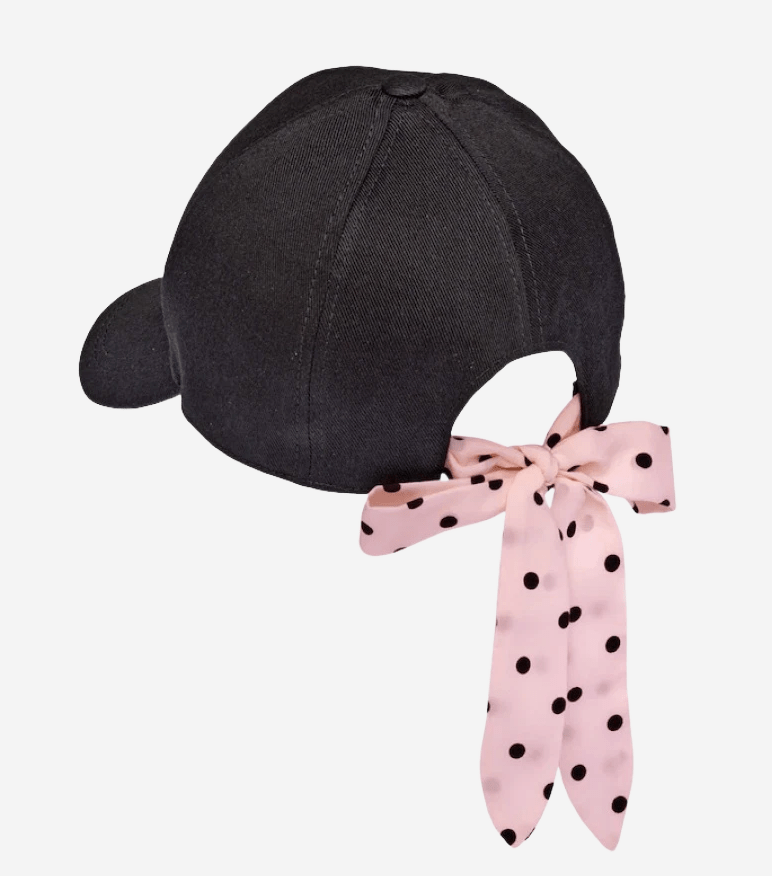 (W) Miu Miu Cotton Baseball Cap Black Gem