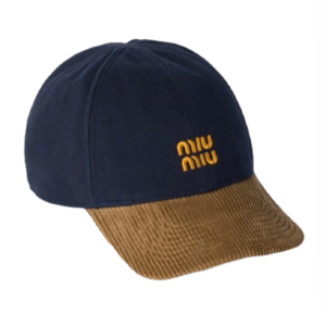 Miu Miu Denim and Corduroy Baseball Cap Navy